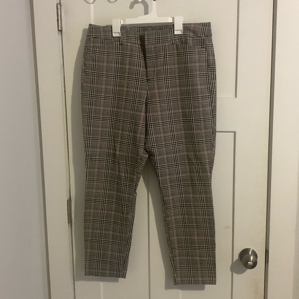 old navy plaid straight leg pants